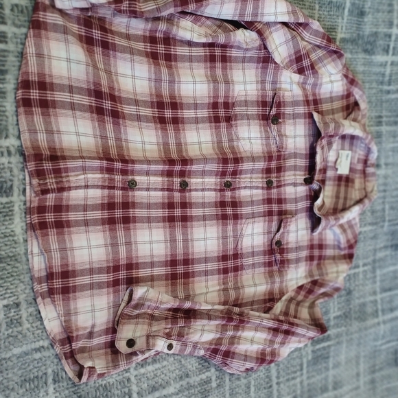 Tilley Womens XXL Burgundy, Pink And White Plaid Shirt Workwear Grunge Y2K - Picture 7 of 15